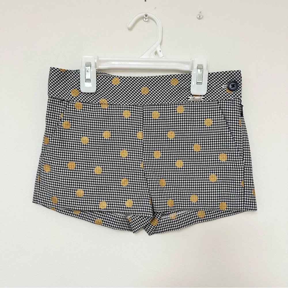 Miranda Girls High-Waist Houndstooth Shorts with Gold Polka Dots Girls size 6